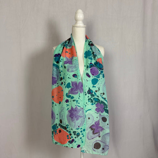 Secondhand Silk Turquoise Abstract Print Scarf
