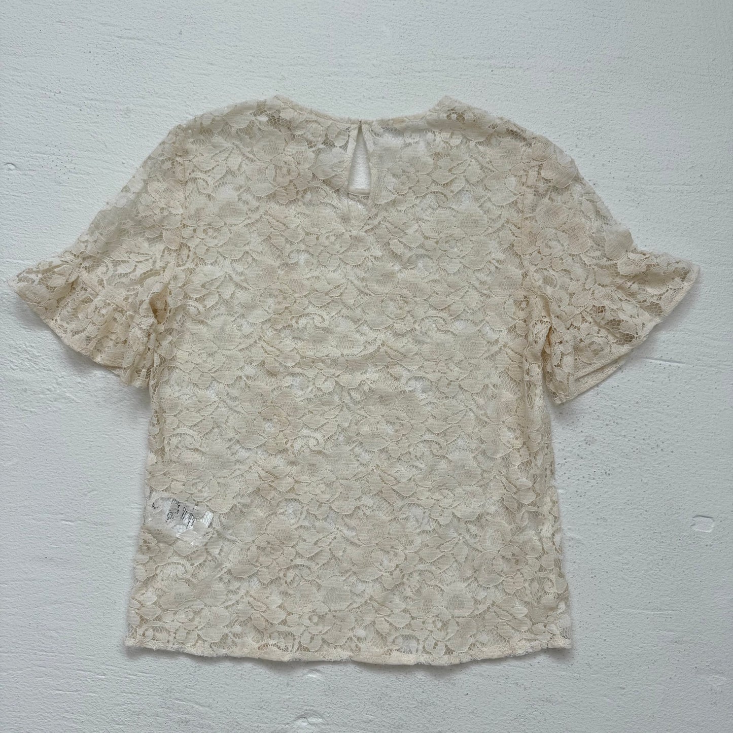 Secondhand LOGG H&M Flounce-Sleeved Cream Lace Blouse, Size 4