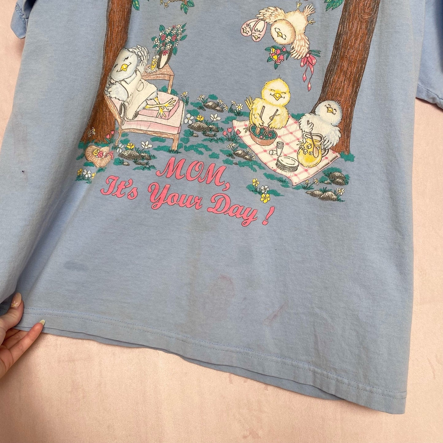 Vintage Cute Birds Mothers Day Graphic Tee, Size XL