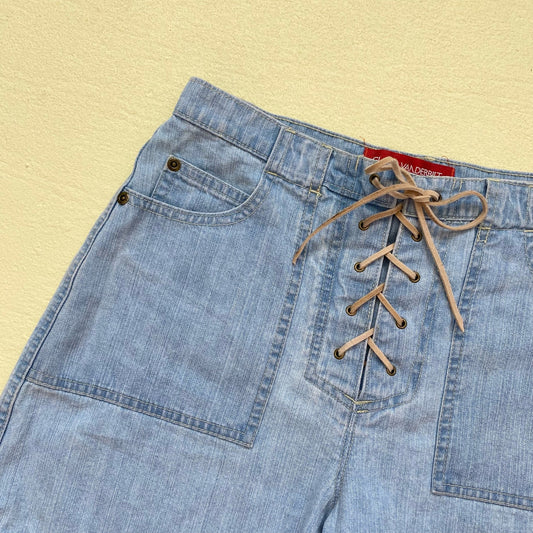 Vintage Gloria Vanderbilt Lace Up Denim Shorts, Size 26"
