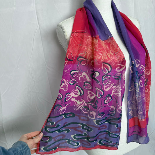 Vintage 70s Halston Floral Silk Scarf
