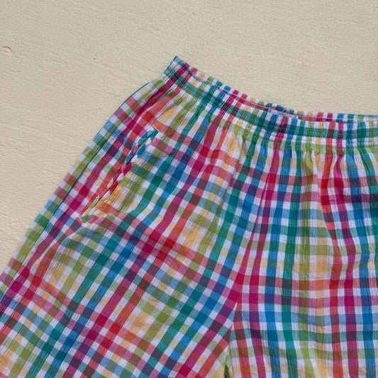 Vintage Koret Francisca Rainbow Gingham Shorts, Size Small