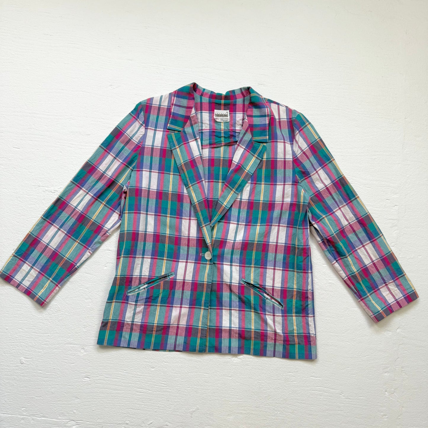 Vintage 80s Country Suburbans Plaid Blazer, Size 16