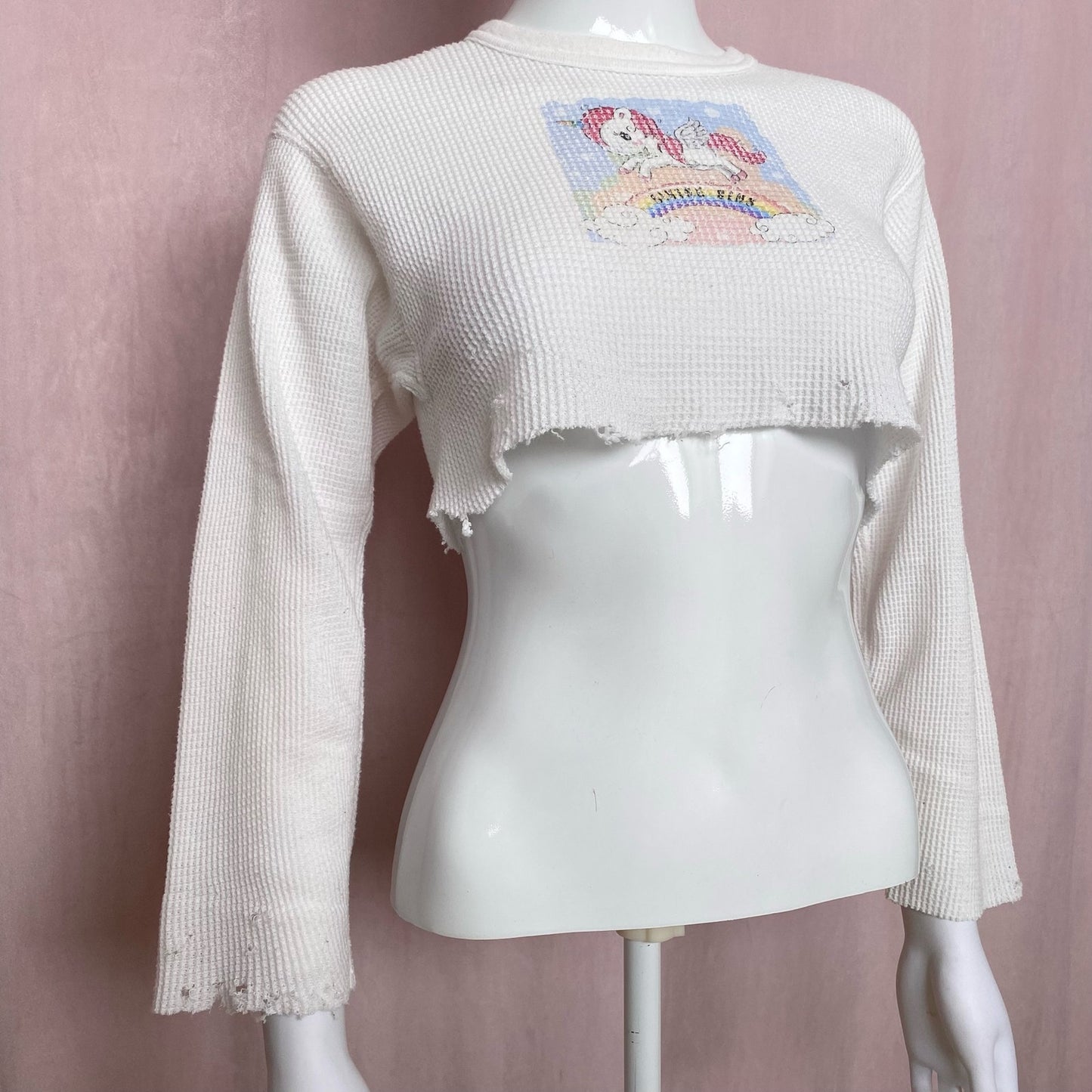 Reworked Divine Sins Unicorn Crop Long Sleeve, Size Small