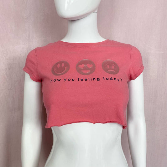 Reworked Gap Emoji Crop Baby Tee, Size XS