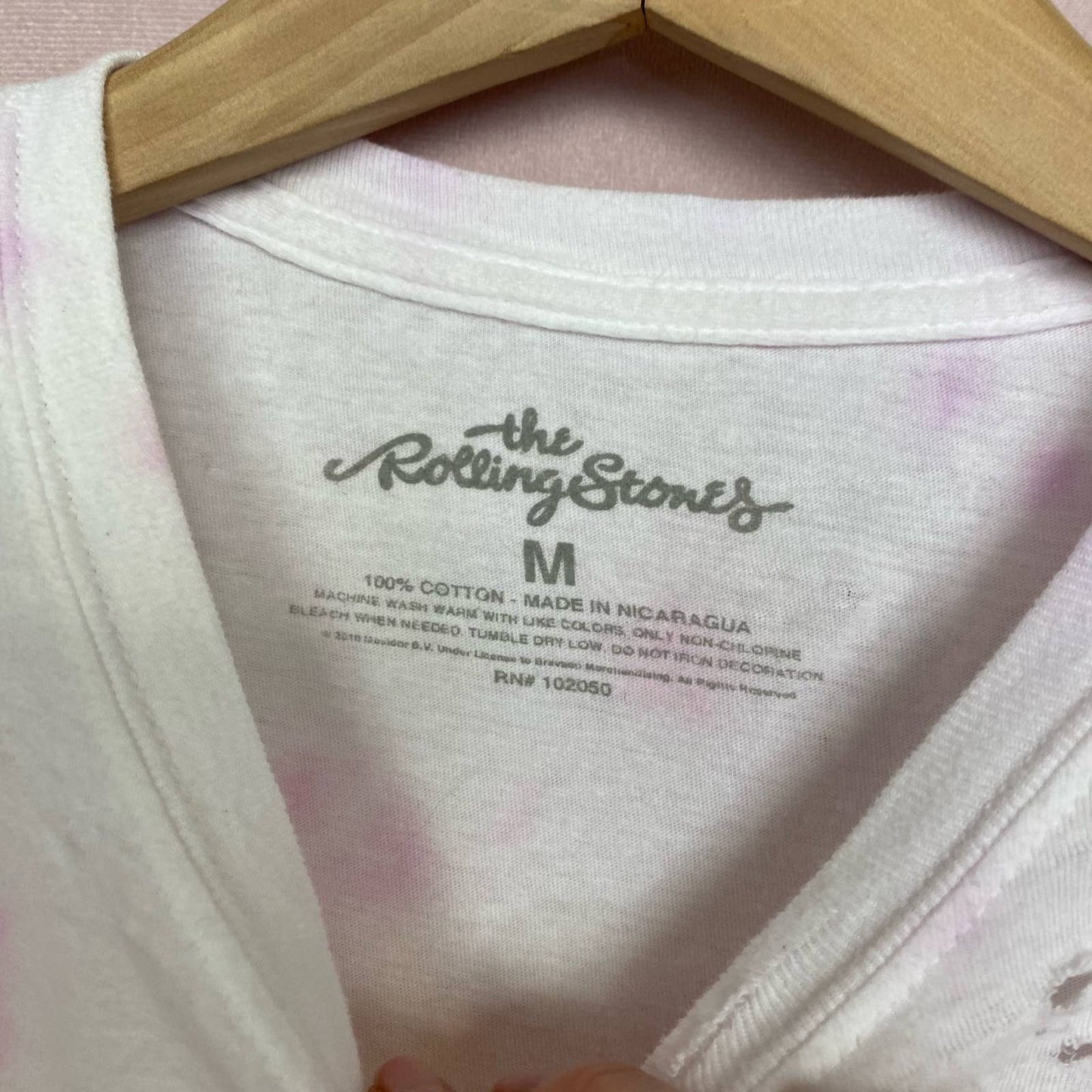 Reworked The Rolling Stones Tie Dye Distressed Band Tee, Size Medium