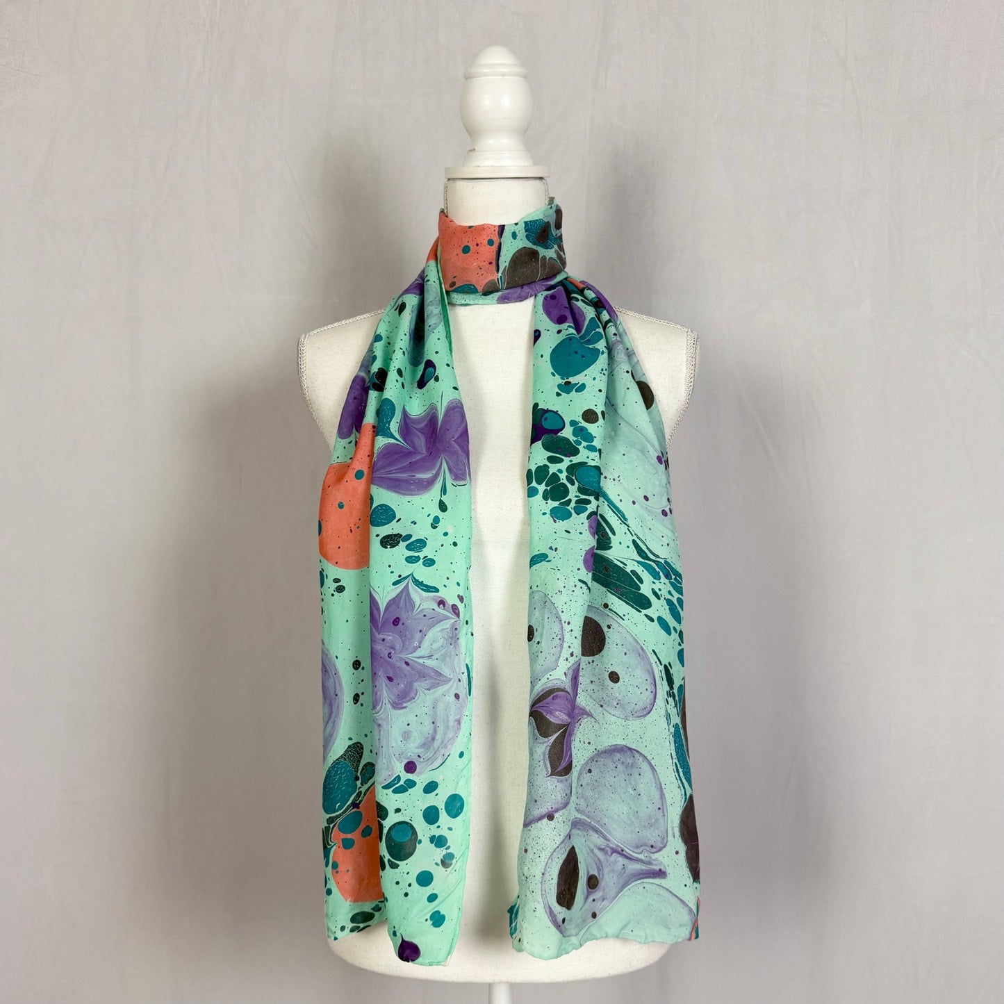 Secondhand Silk Turquoise Abstract Print Scarf
