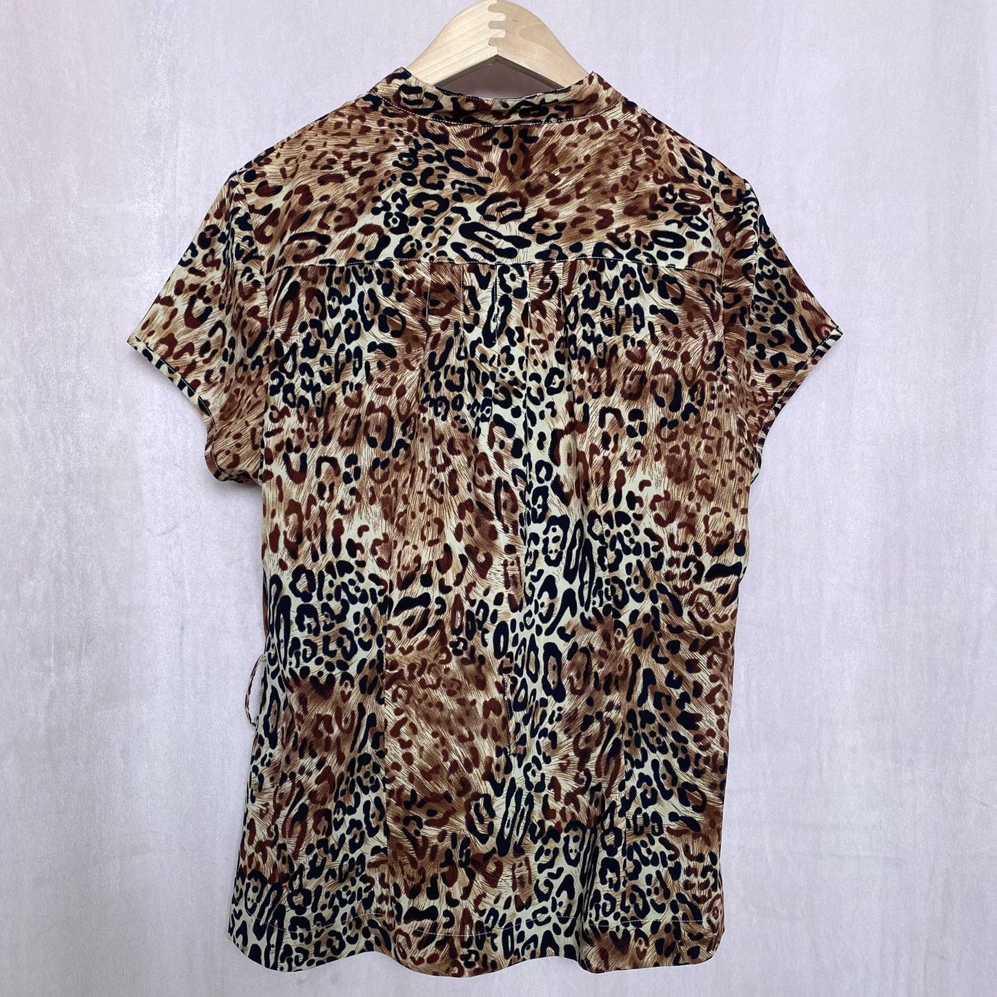 Vintage Millenium Leopard Print Button Up Blouse, Size XL