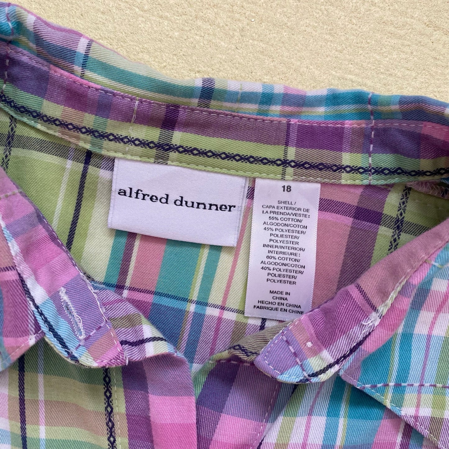 Vintage Alfred Dunner Pastel Plaid Button Down, Size 18