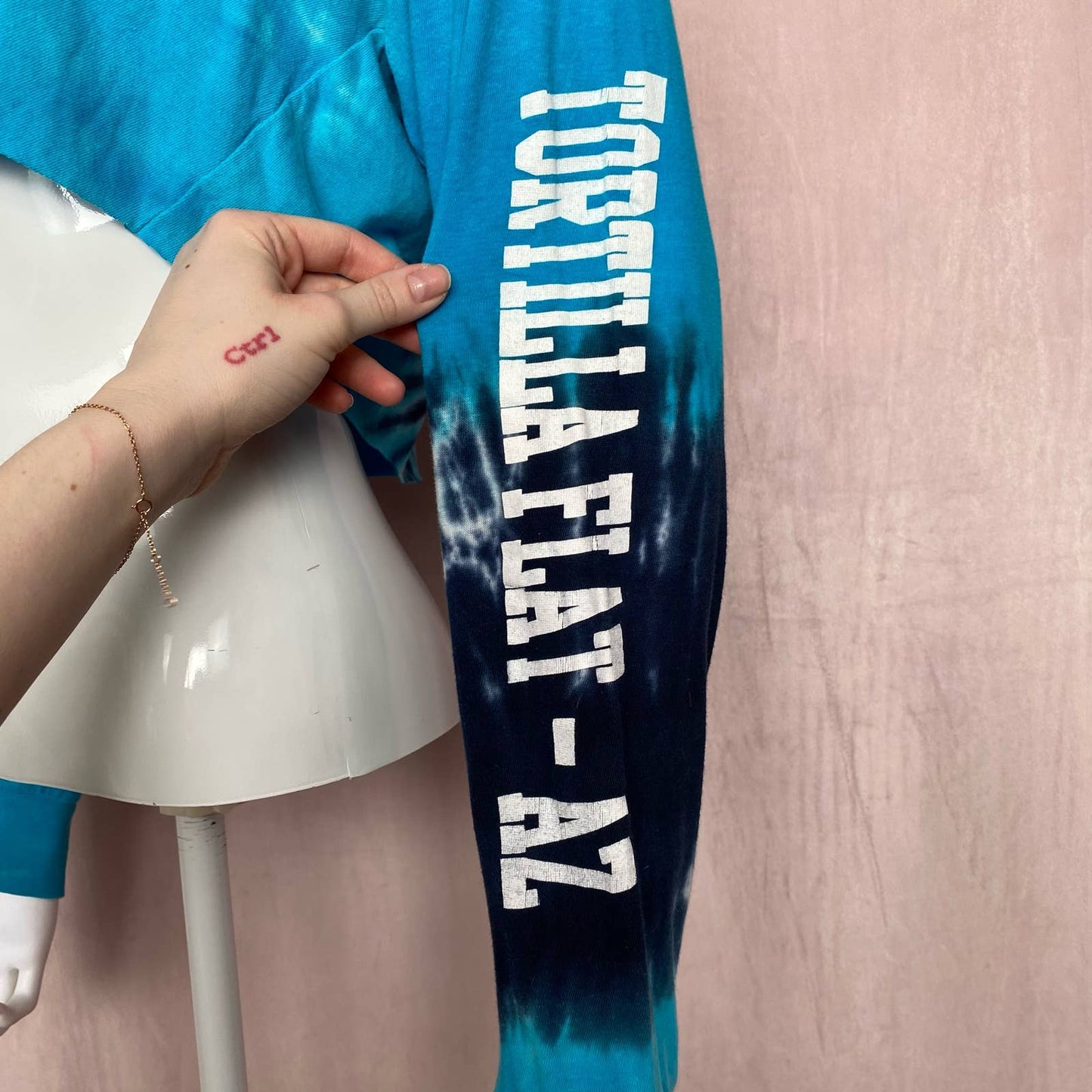 Reworked Tortilla Flat AZ Tie Dye Crop Long Sleeve, Size Medium