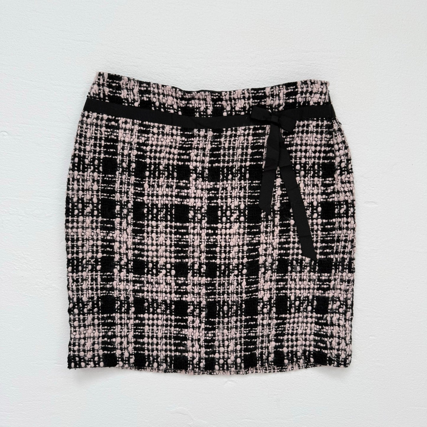 Secondhand Ann Taylor LOFT Tweed Tie Front Wool Mini Skirt, Size 0P