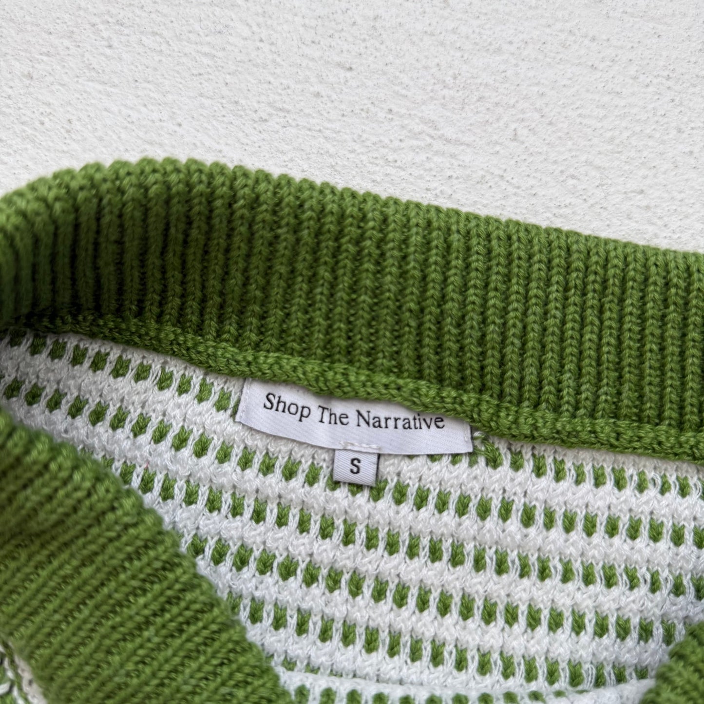 Secondhand Shop The Narrative Green White Crochet Mini Knit Skirt Size S