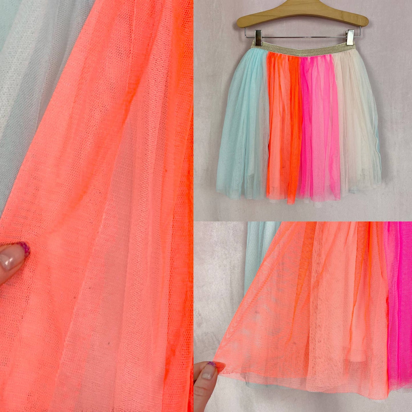 Secondhand Bright Striped Mini Tutu Tulle Skirt, Size XXS