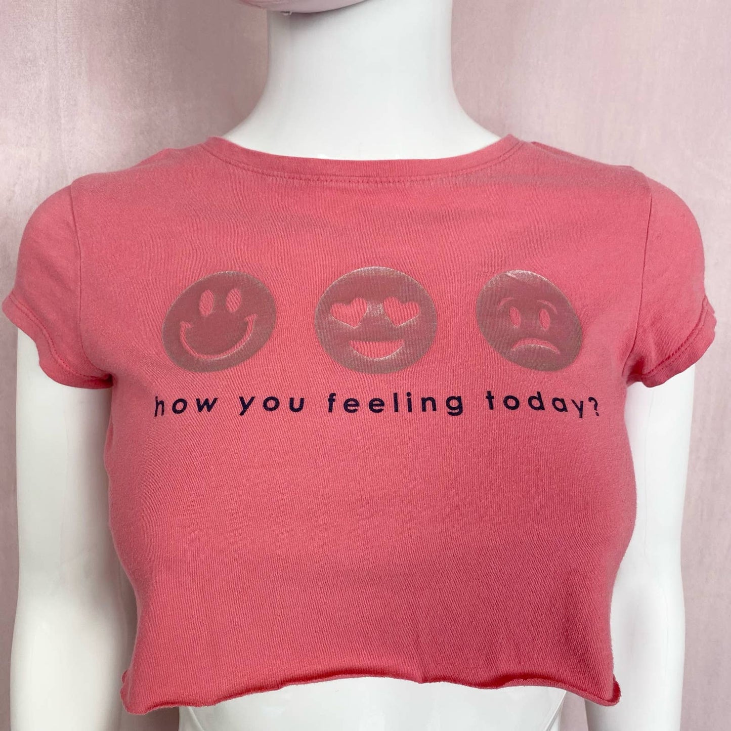 Reworked Gap Emoji Crop Baby Tee, Size XS