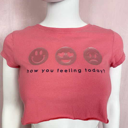 Reworked Gap Emoji Crop Baby Tee, Size XS