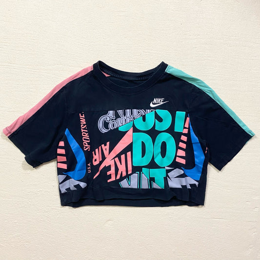 Reworked Nike All Over Print Crop Graphic Tee, Size XL