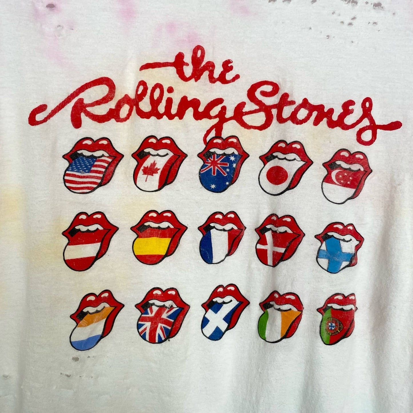 Reworked The Rolling Stones Tie Dye Distressed Band Tee, Size Medium