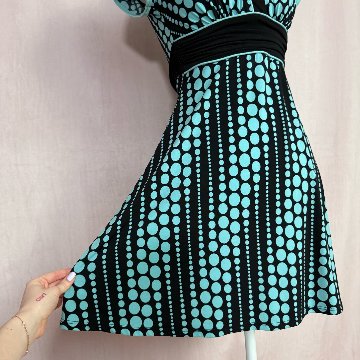 Y2K Rampage Polka Dot Fit & Flare Mini Dress, Size Small