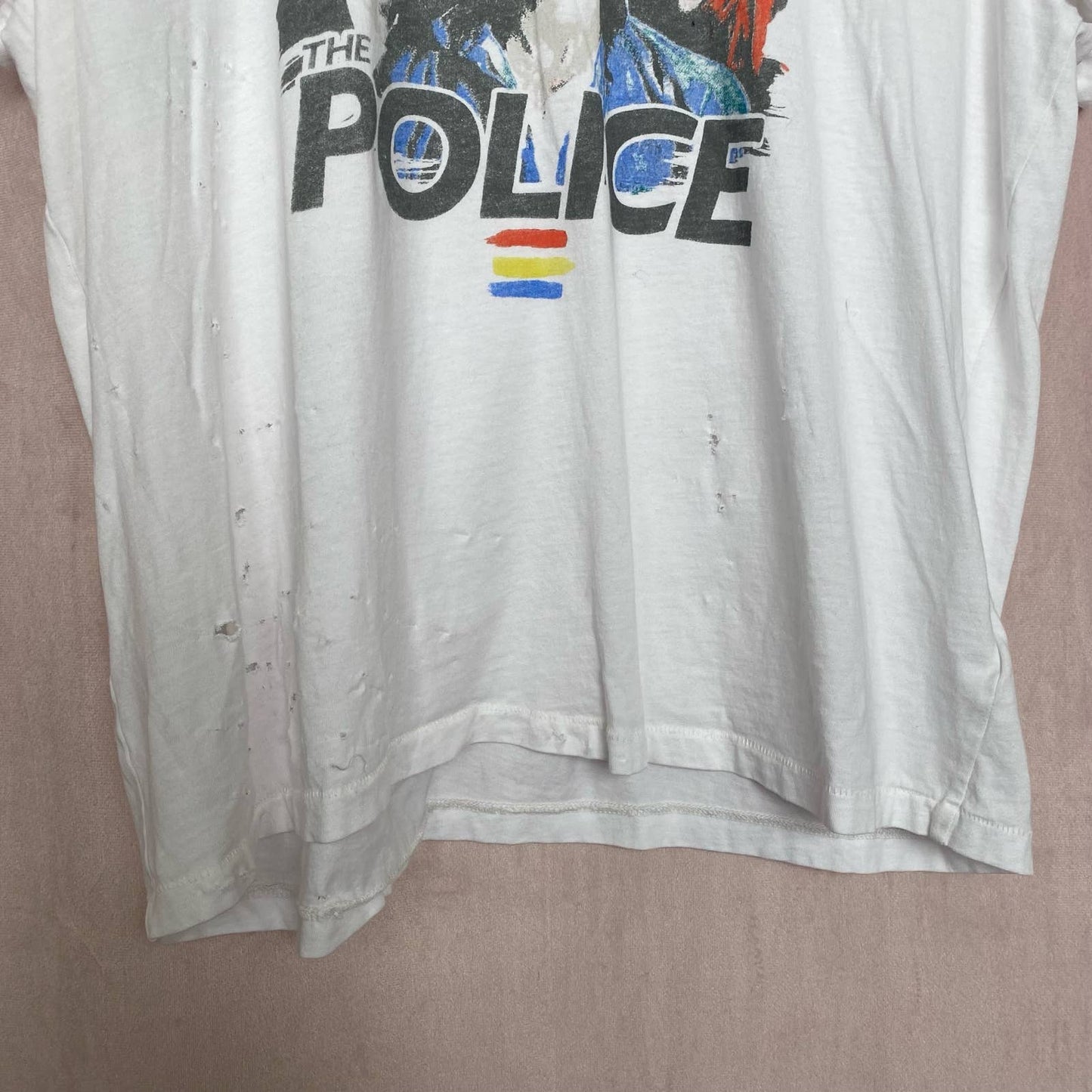 Reworked The Police x Lucky Brand Distressed Tee, Size XL