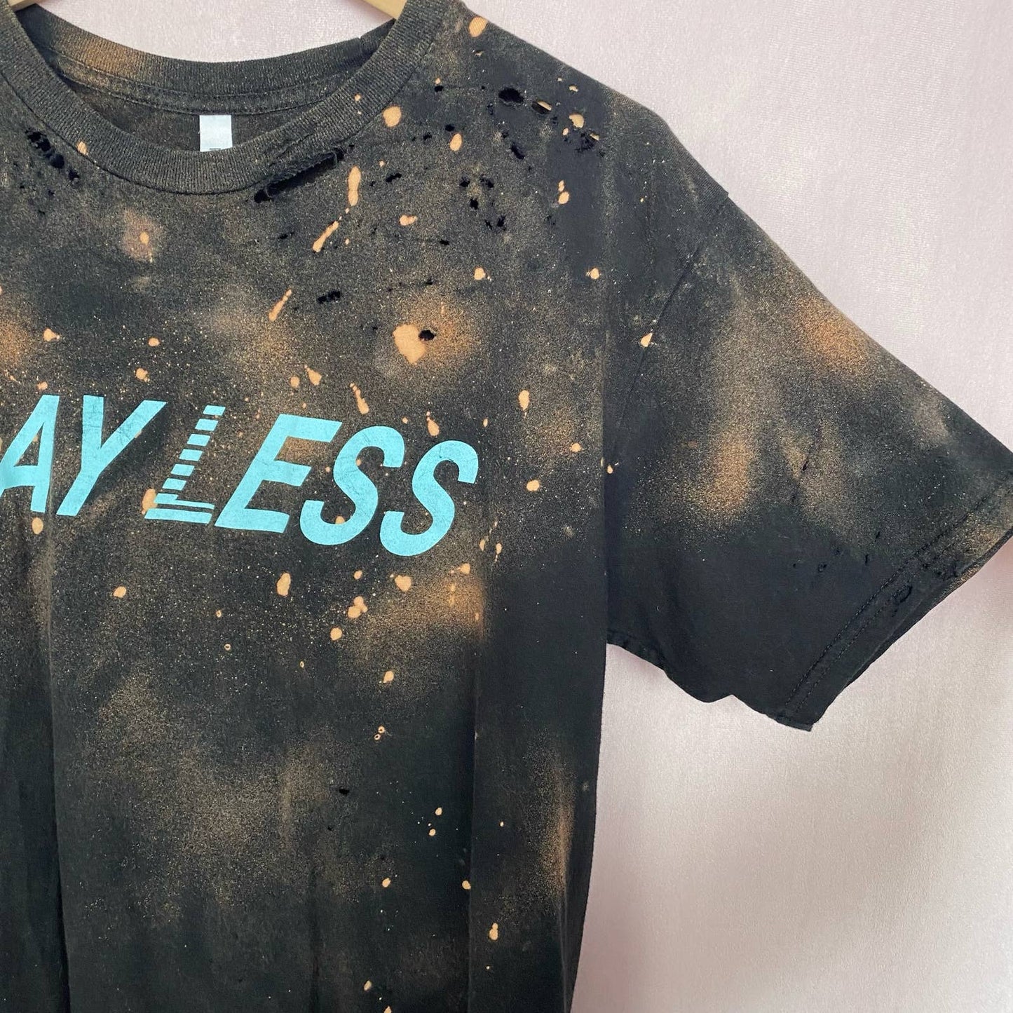 Upcycled Say Less Earth Graphic Distressed Acid Wash Tee, Size Large