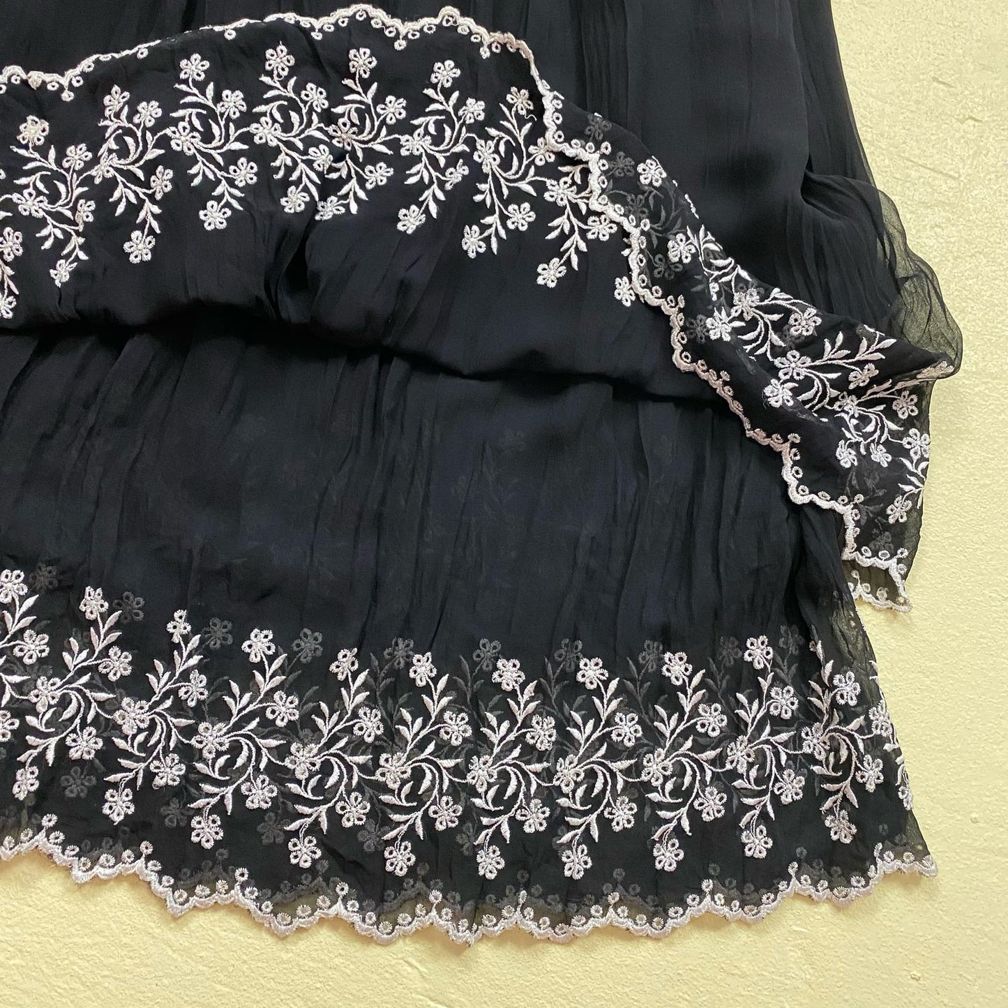 Vintage Harari Sheer Embroidered Maxi Skirt, One Size