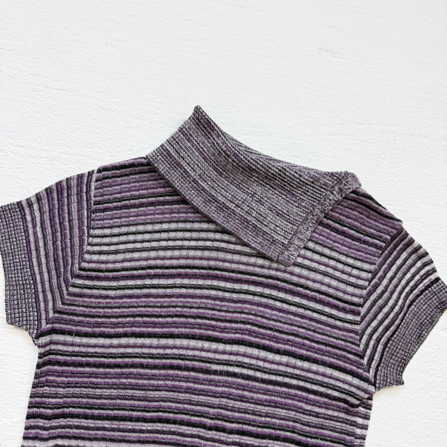 Y2K iZ Byer California Purple Ribbed Knit Striped Top, Size Medium