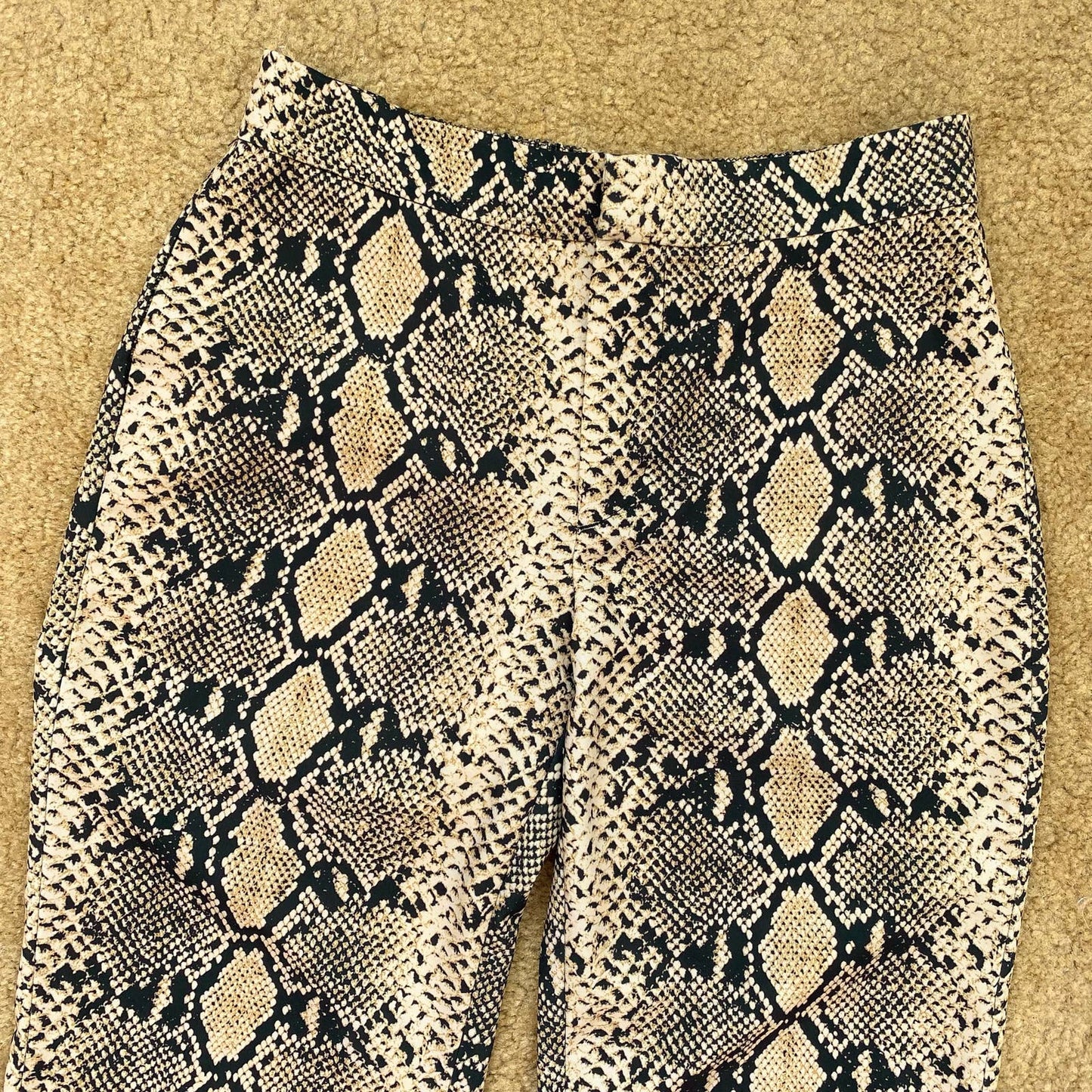 Secondhand Zara Snakeskin Print Flare Pants, Size XS