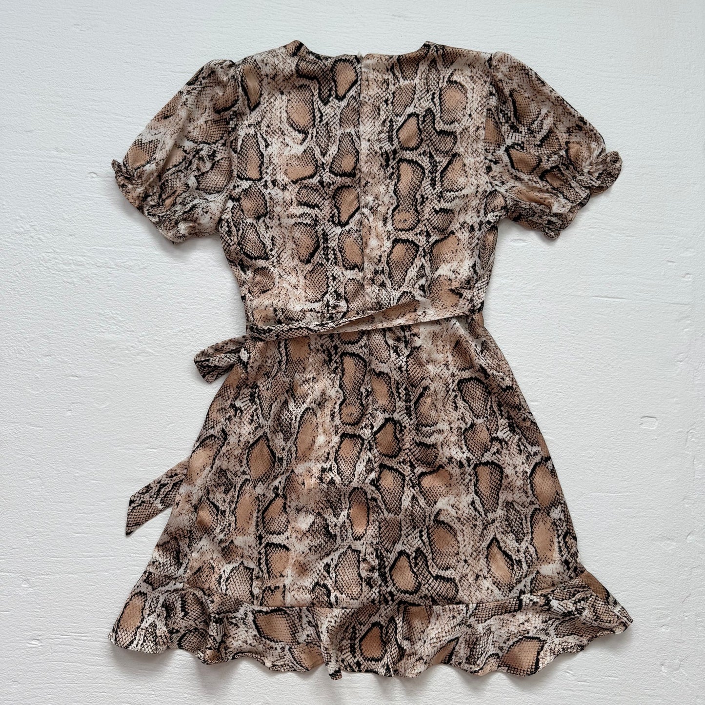 Secondhand Aqua Snake Print Wrap Mini Dress Fit & Flare, Size XS