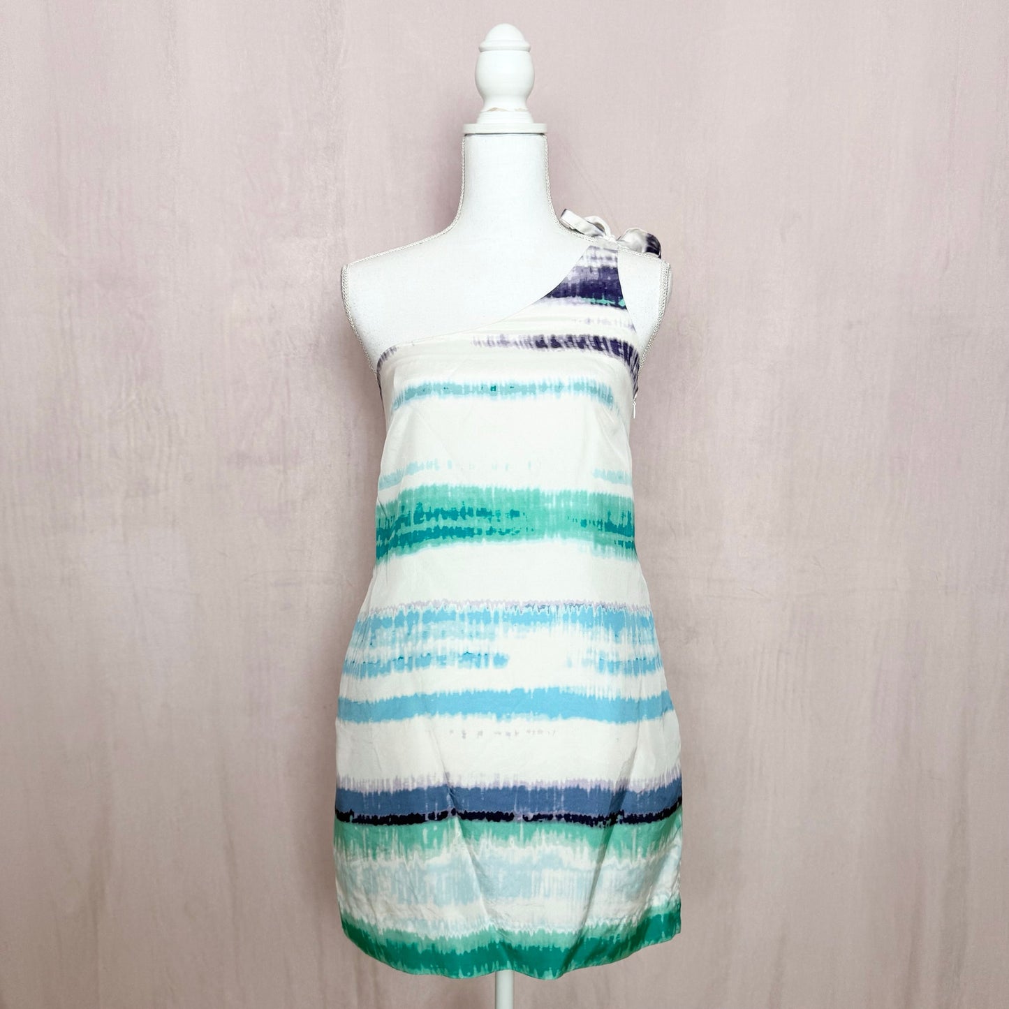 Secondhand Banana Republic Silk Stripe One Shoulder Mini Dress, Size 2