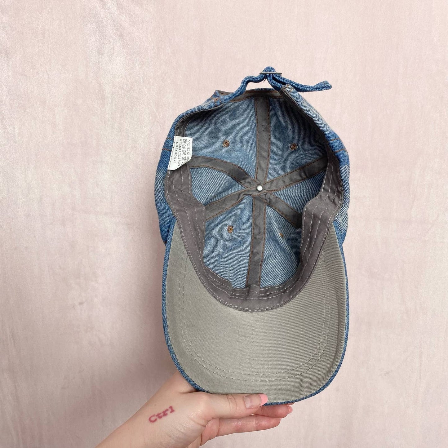 Upcycled COOL Rhinestone Denim Cap Hat