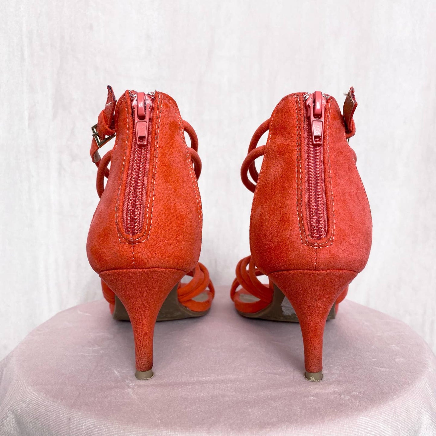 Secondhand New Directions Coral Suede Strappy Sandal Heels, Size 6