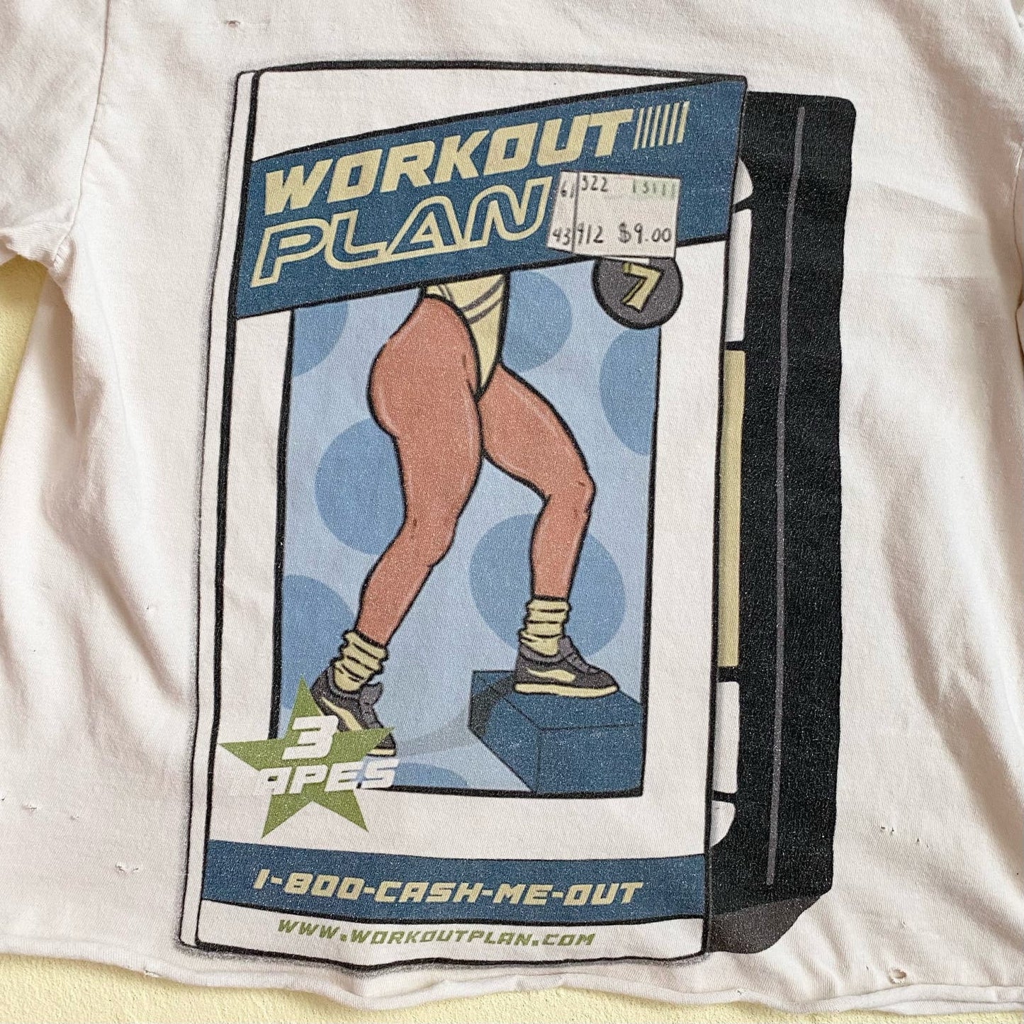 Reworked Envy NY Retro Workout VCR Distressed Tee, Size Small
