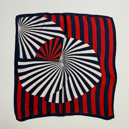 Vintage Silk Abstract Stripe Square Scarf