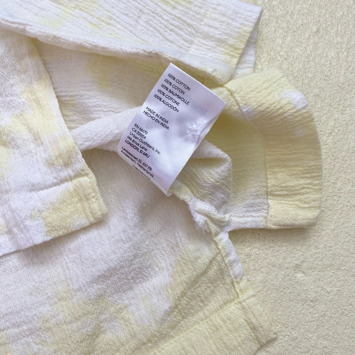 Upcycled Yellow Tie Dye Button Front Skirt Set, Size S/M