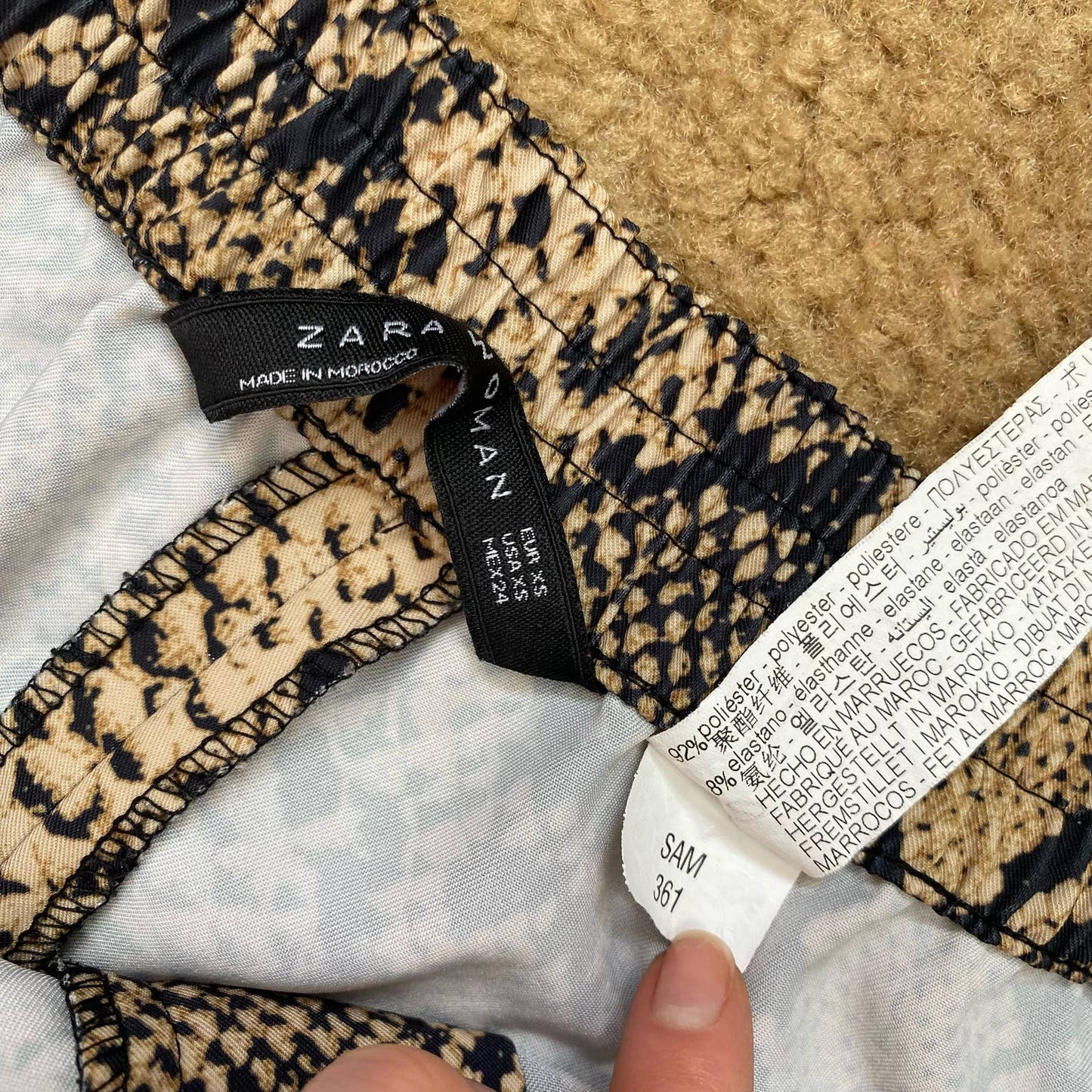 Secondhand Zara Snakeskin Print Flare Pants, Size XS