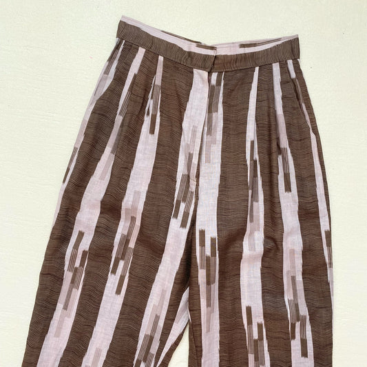 Vintage Brown Striped Lightweight Trousers, Size Small