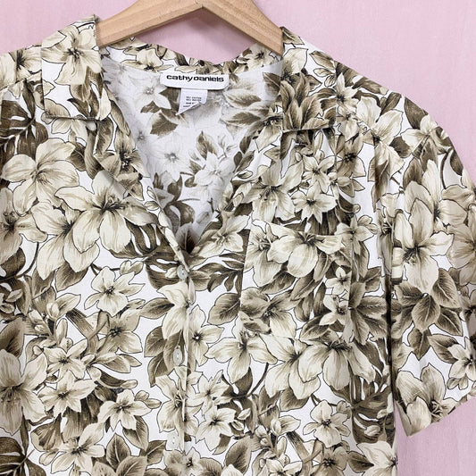 Vintage Cathy Daniels Floral Hawaiian Shirt, Size XL