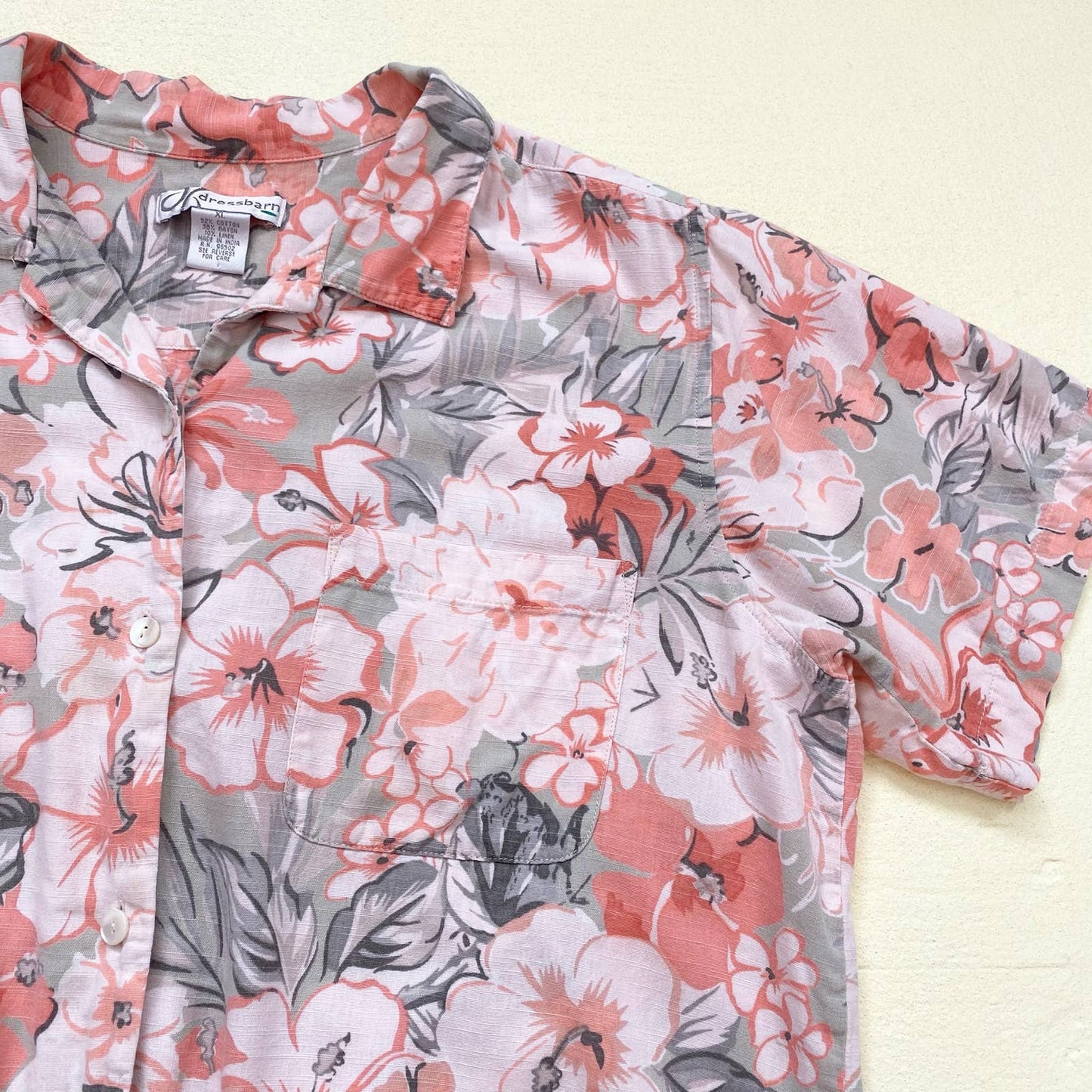 Vintage Dressbarn Tropical Floral Button Up Shirt, Size XL
