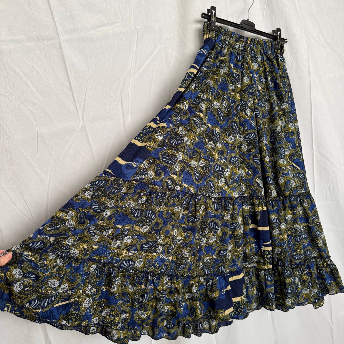 Secondhand Karma Highway Boho Floral Tiered Maxi Skirt, Size Medium