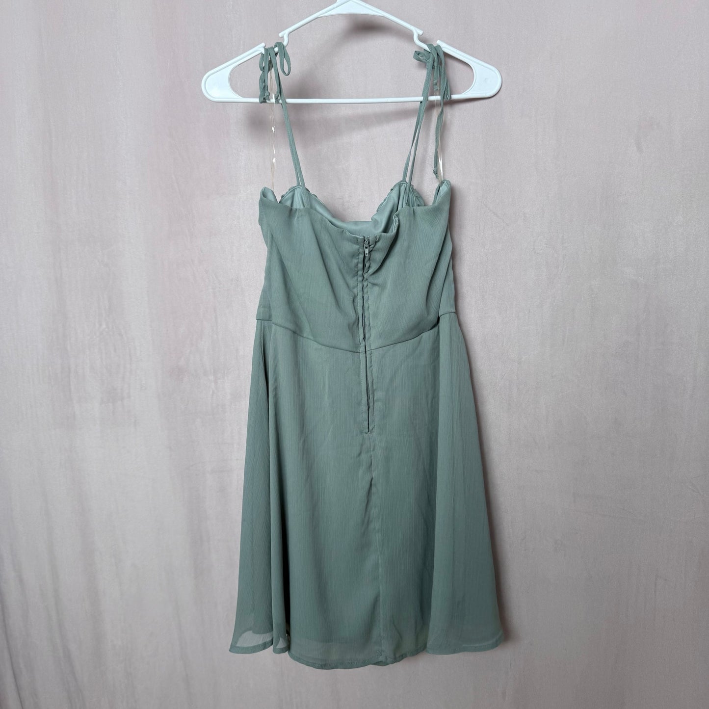 Secondhand Trixxi Green Chiffon Tie Strap Mini Dress, Size Large