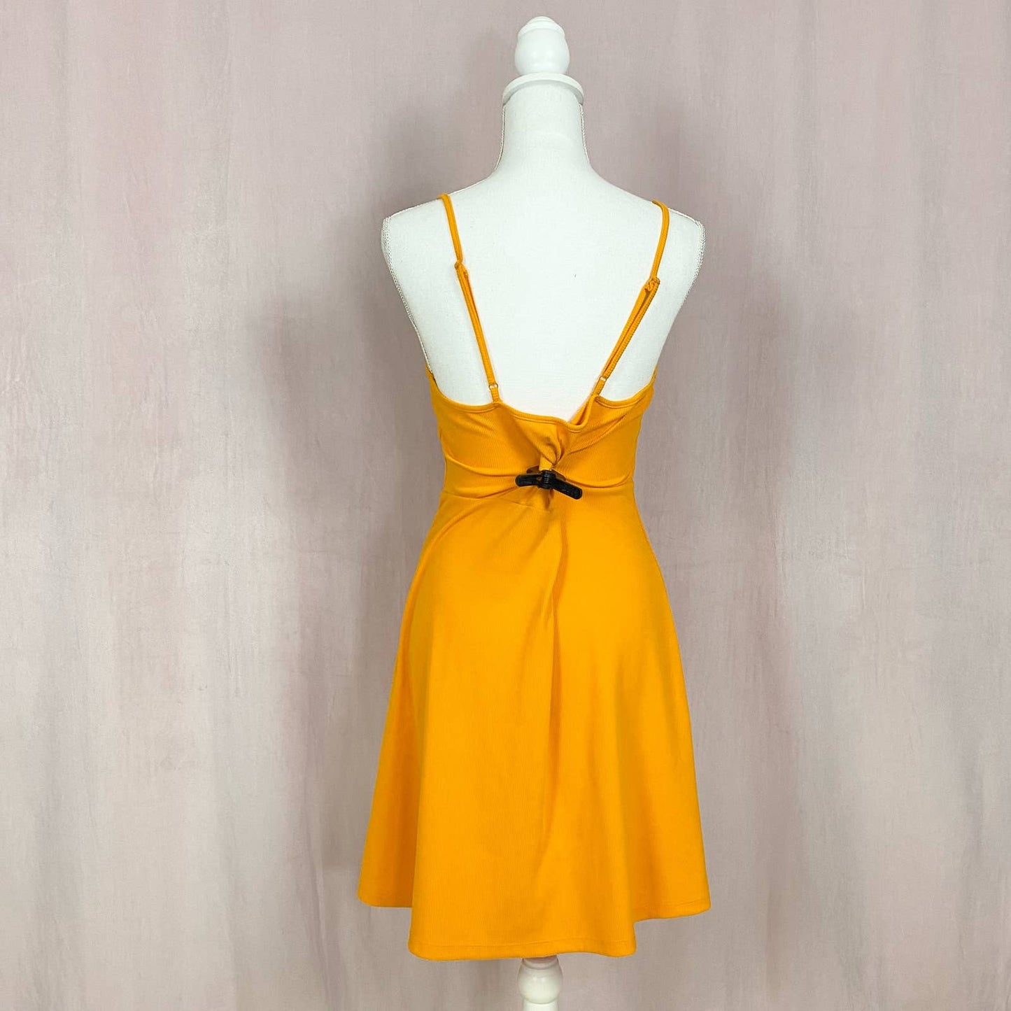 Secondhand Wild Fable Mini Knit Skater Dress in Gold, Size Medium