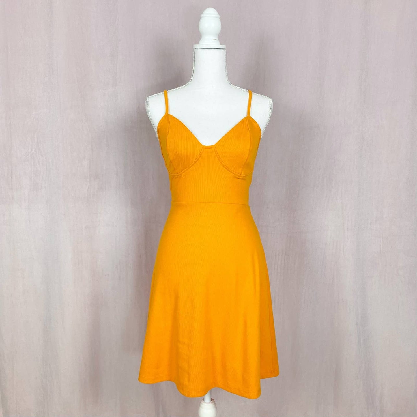 Secondhand Wild Fable Mini Knit Skater Dress in Gold, Size Medium
