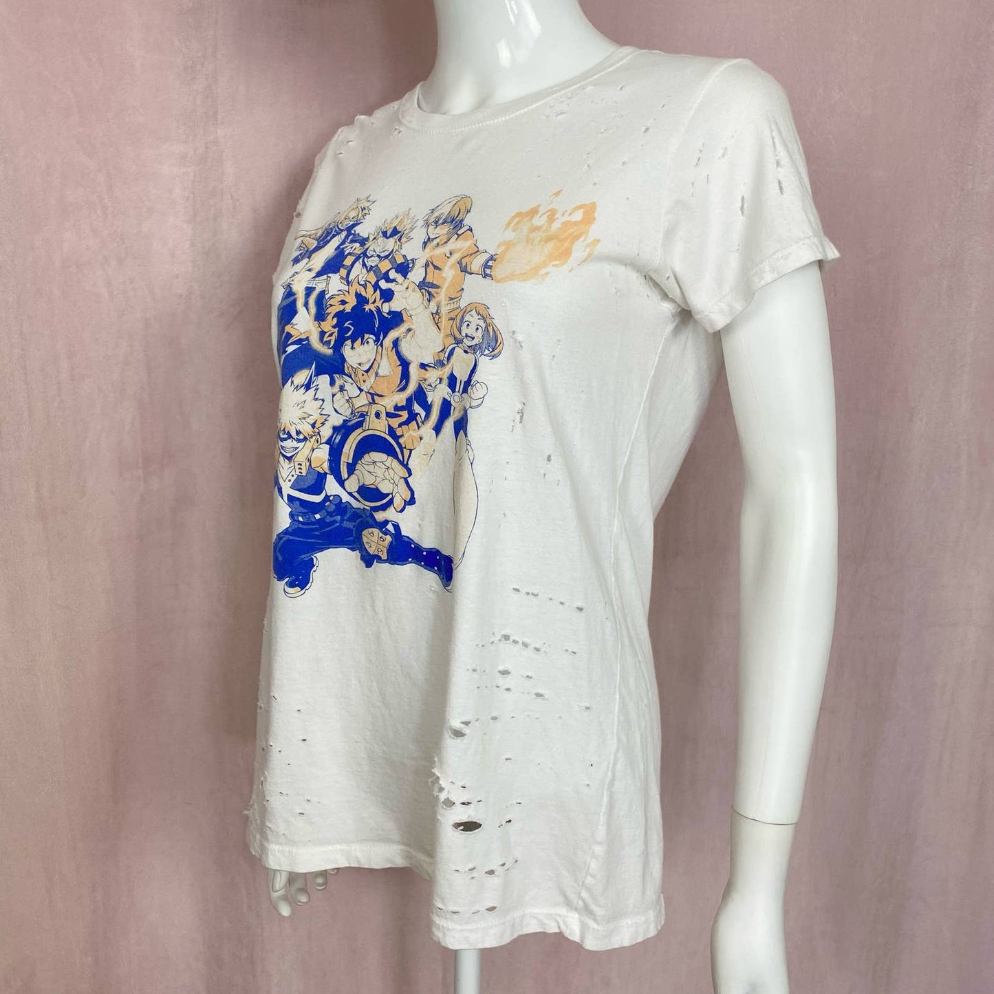 Reworked My Hero Academia Distressed Graphic Tee, Size Large