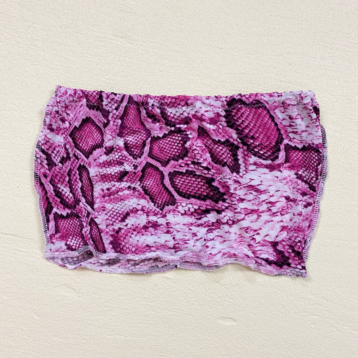 Scrap Fabric Y2K Pink Snake Print Crop Tube Top, Size Small