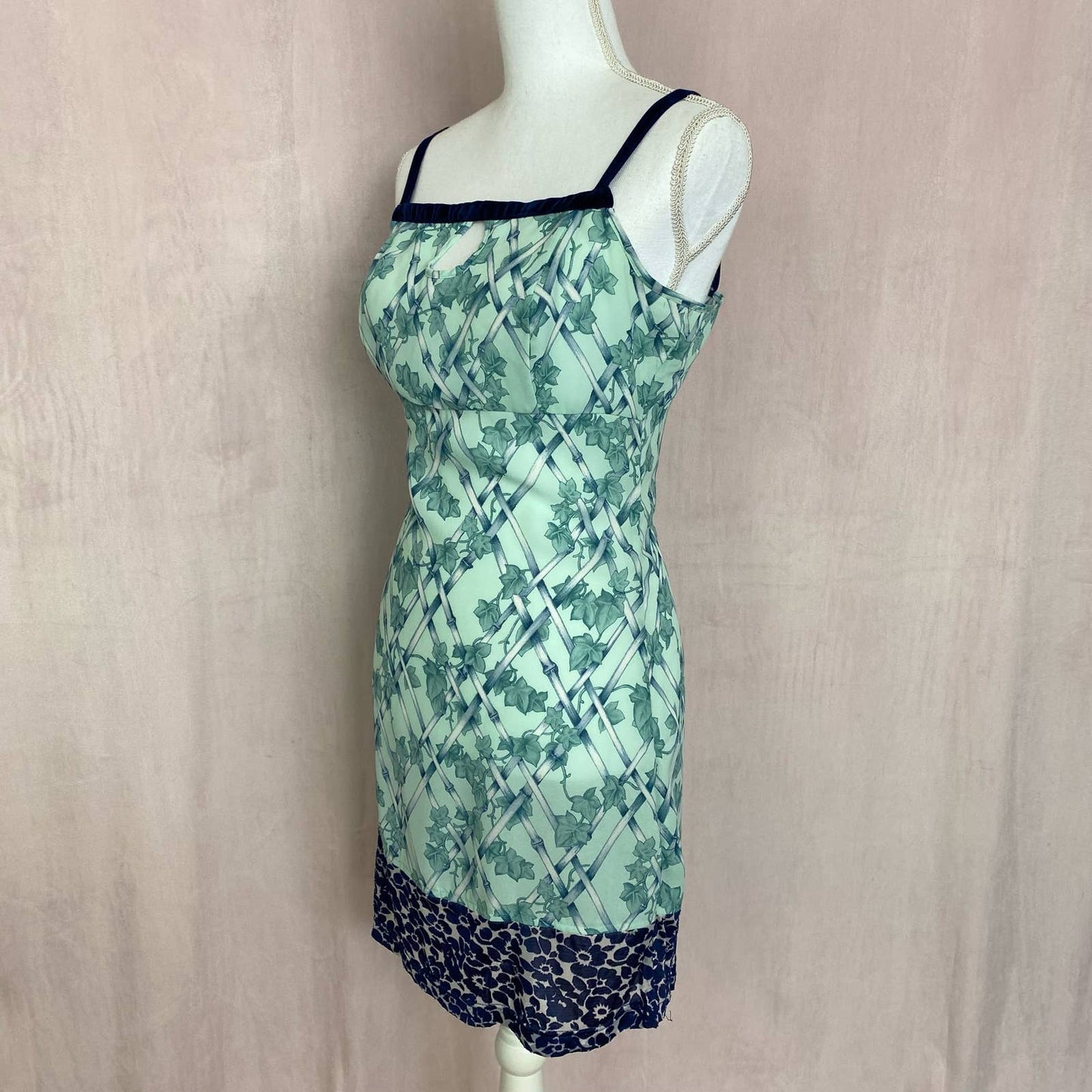 Vintage A-List Leaf Print Mini Dress, Size Small