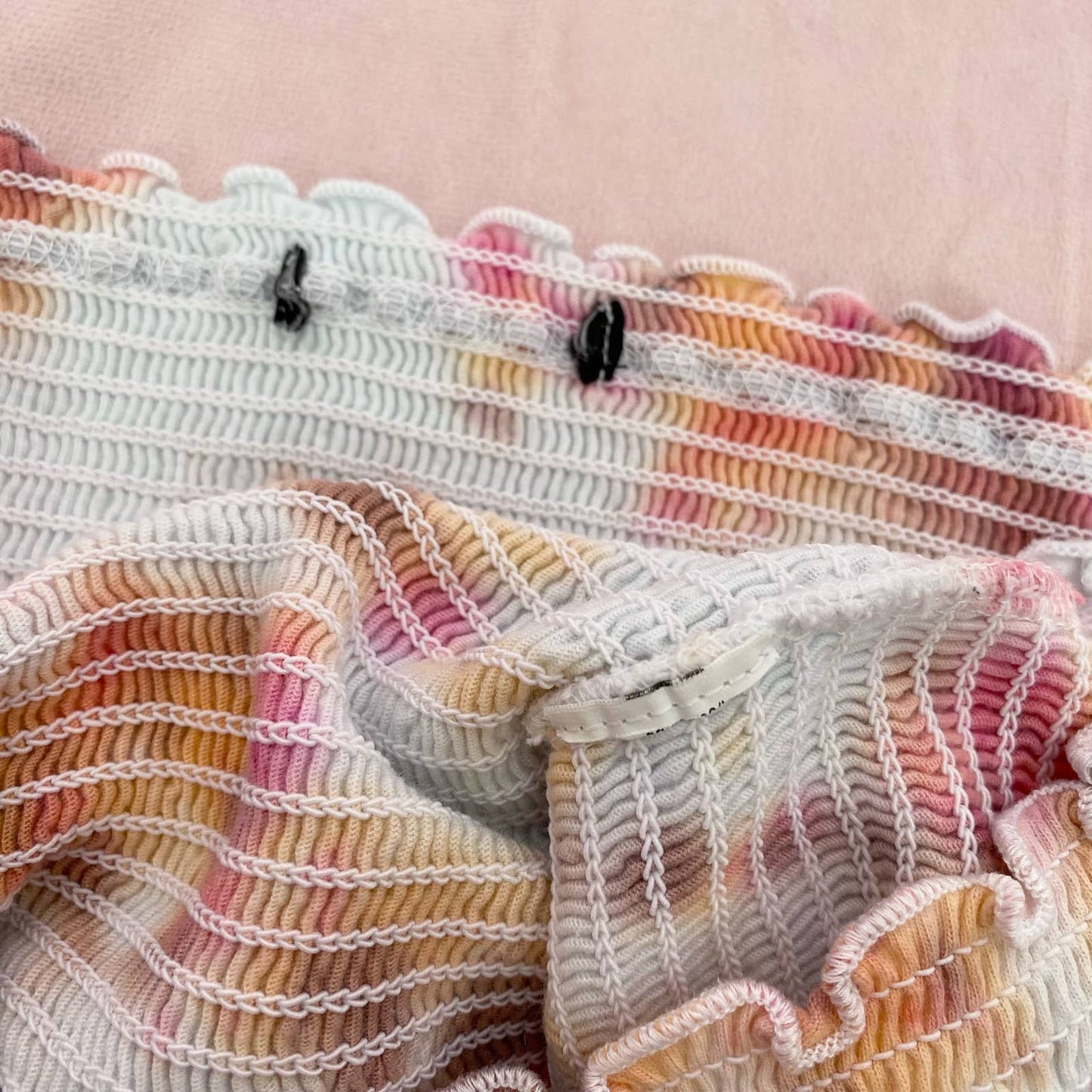 Reworked Tie Dye Smocked Crop Tank Top, Size S/M
