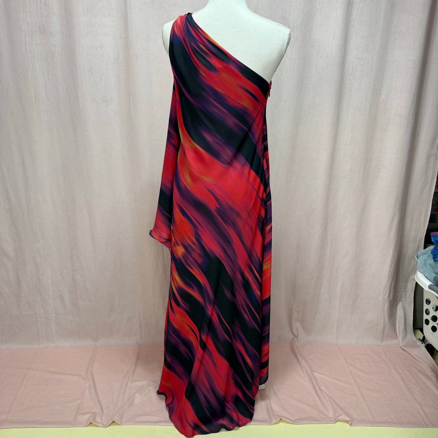 Secondhand Halston Heritage One Shoulder Printed Drape Gown, Size Small