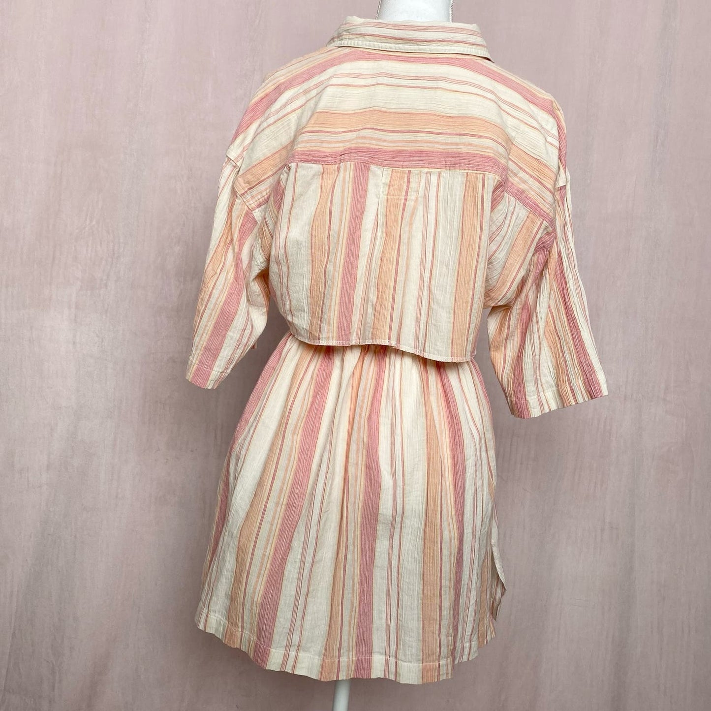 Upcycled Vintage Crop Button Up Shirt & Skirt Set, Size S/M