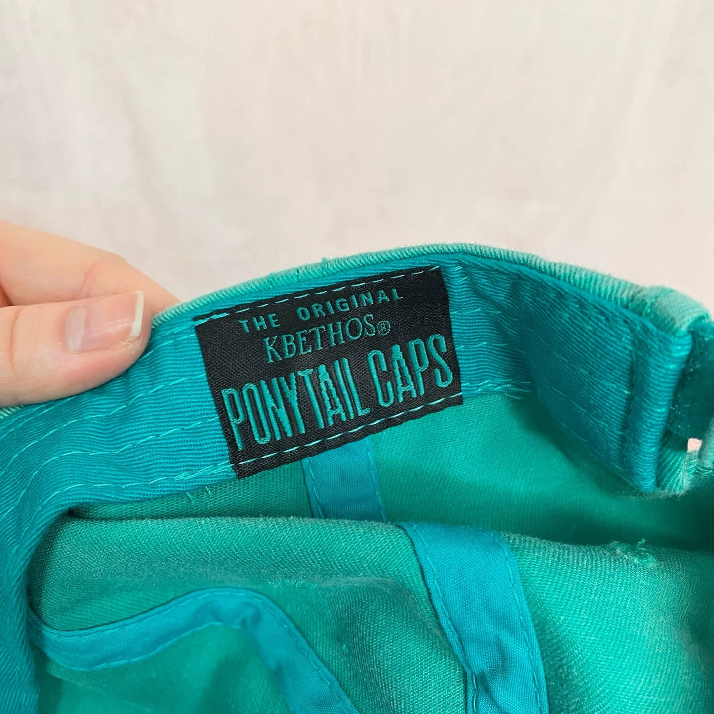 Secondhand KBEthos Distressed Vintage Ponytail Cap in Teal Green