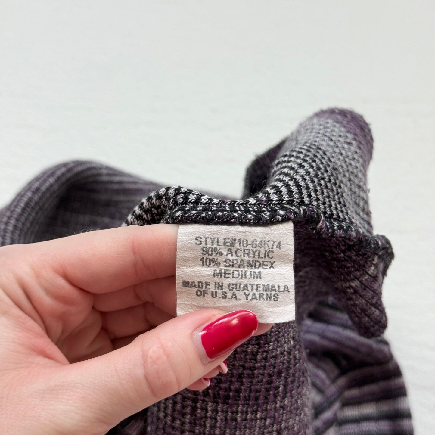 Y2K iZ Byer California Purple Ribbed Knit Striped Top, Size Medium